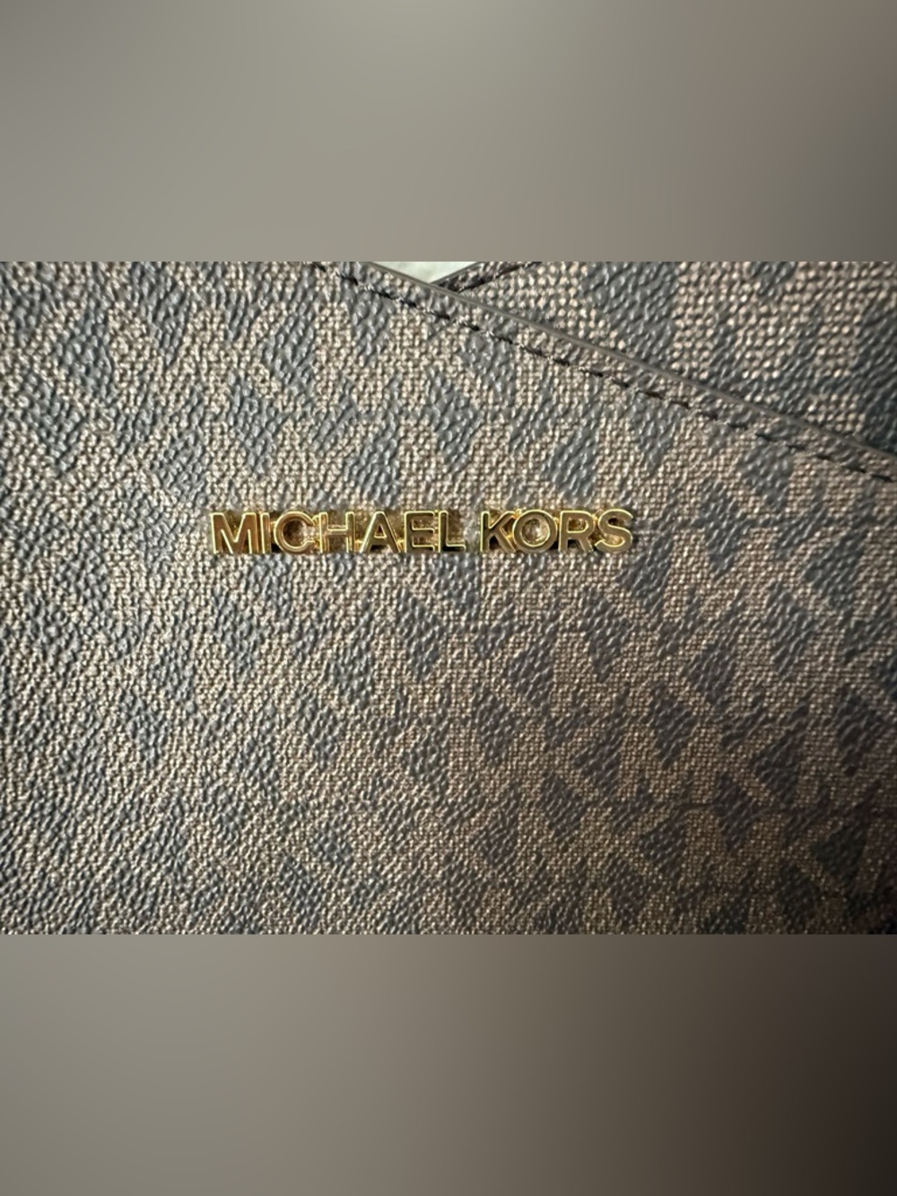 Michael Kors Jet Set -Dark Brown MK Signature Logo Shoulder Bag - Picture 12 of 15